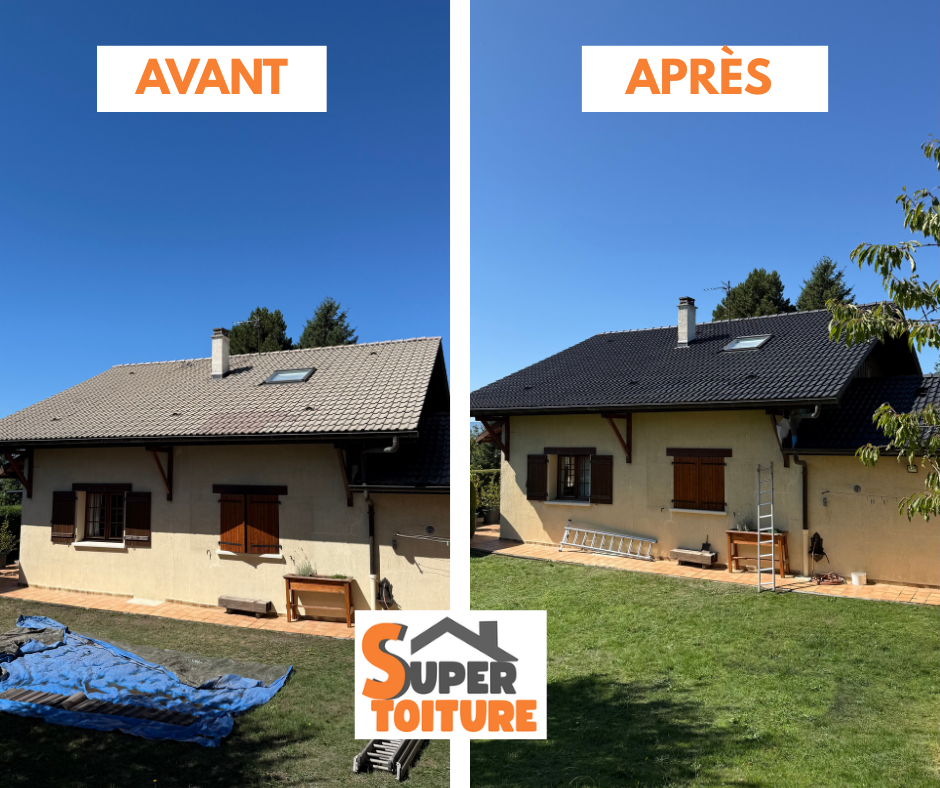 Avant / après rénovation complète d'une toiture de maison